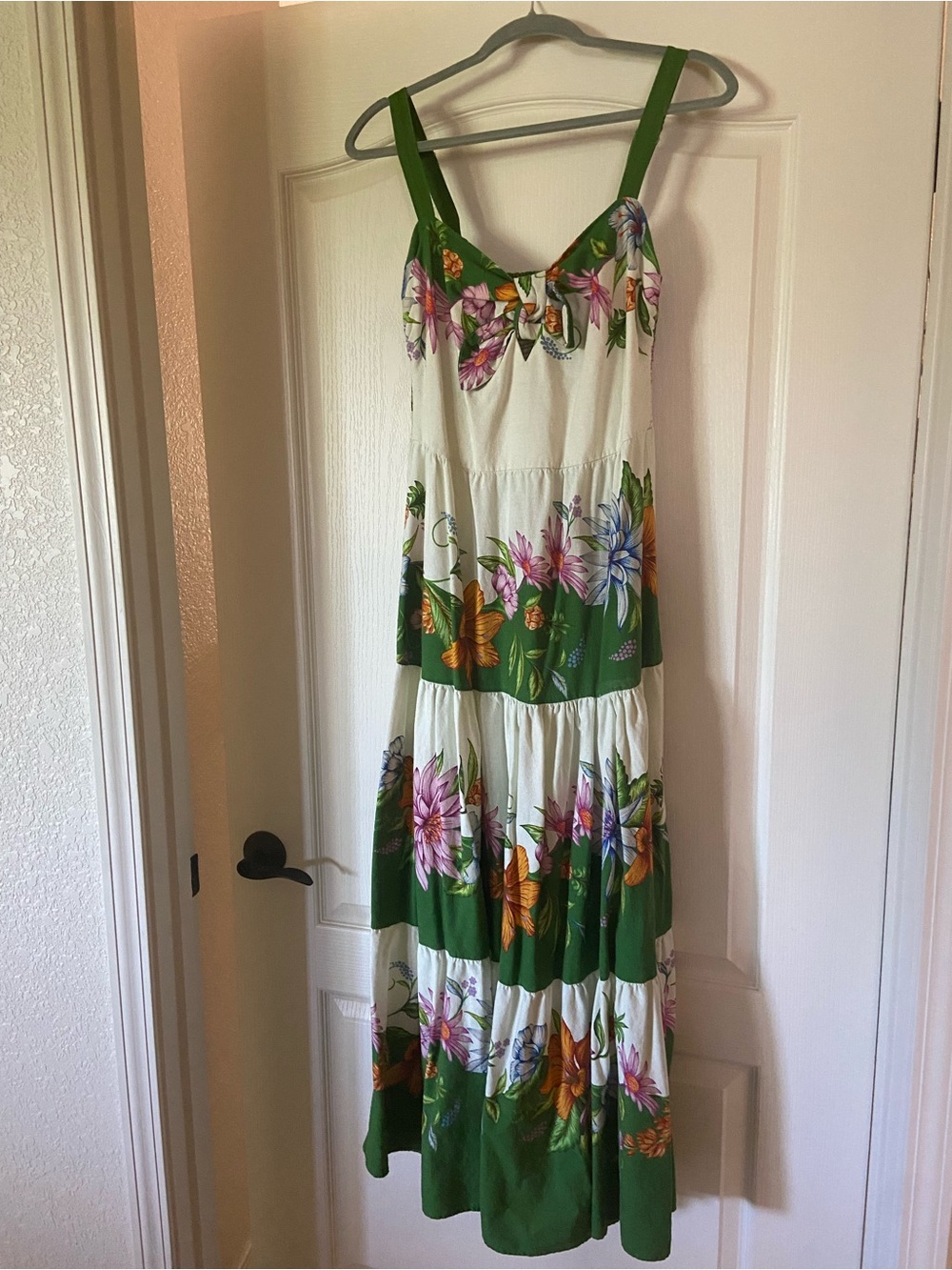 FARM Rio White Maxi Dress with Green Straps and Multicolor Floral Print - Picture 6 of 11